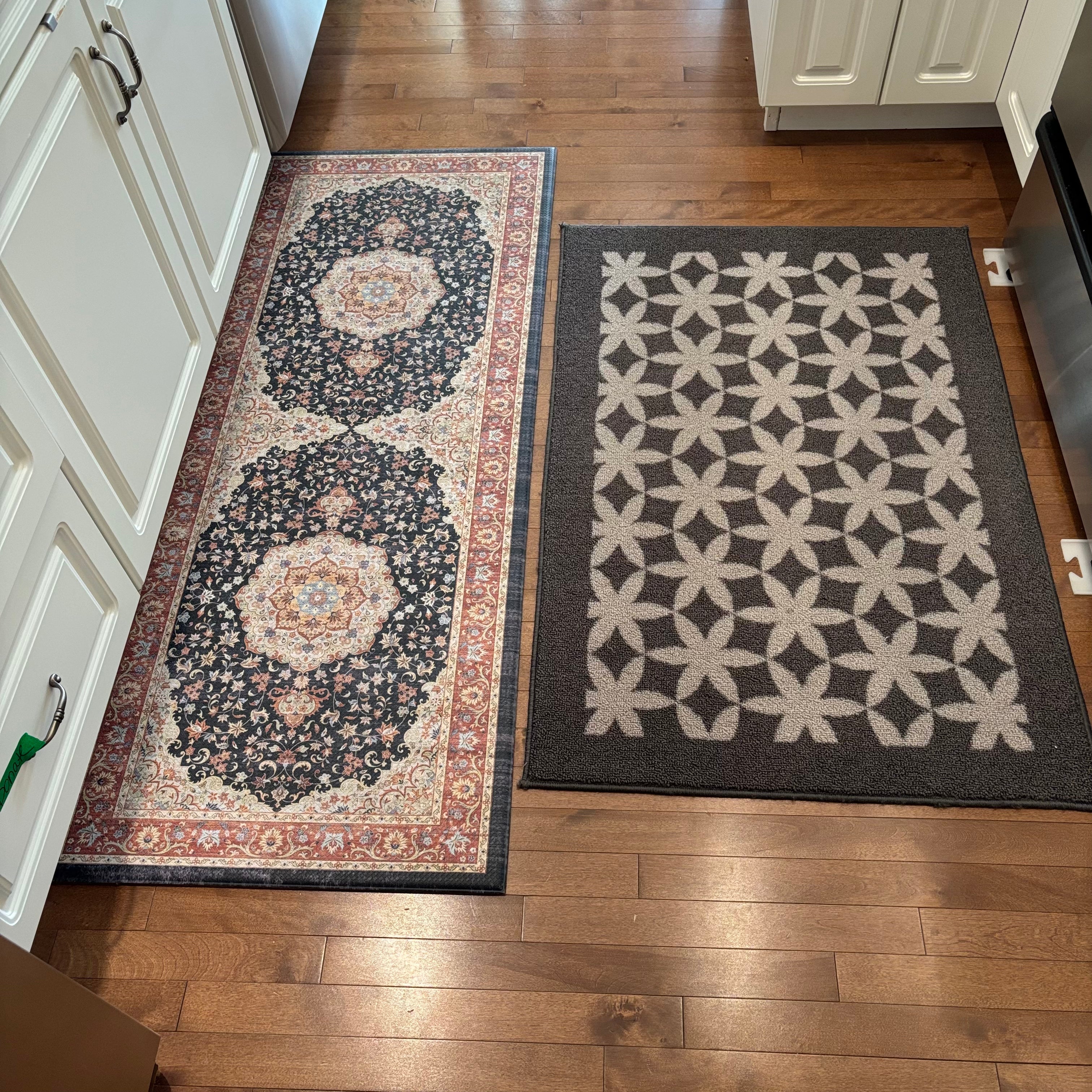 F802 Thick rubber backed kitchen area rug and front entry rug