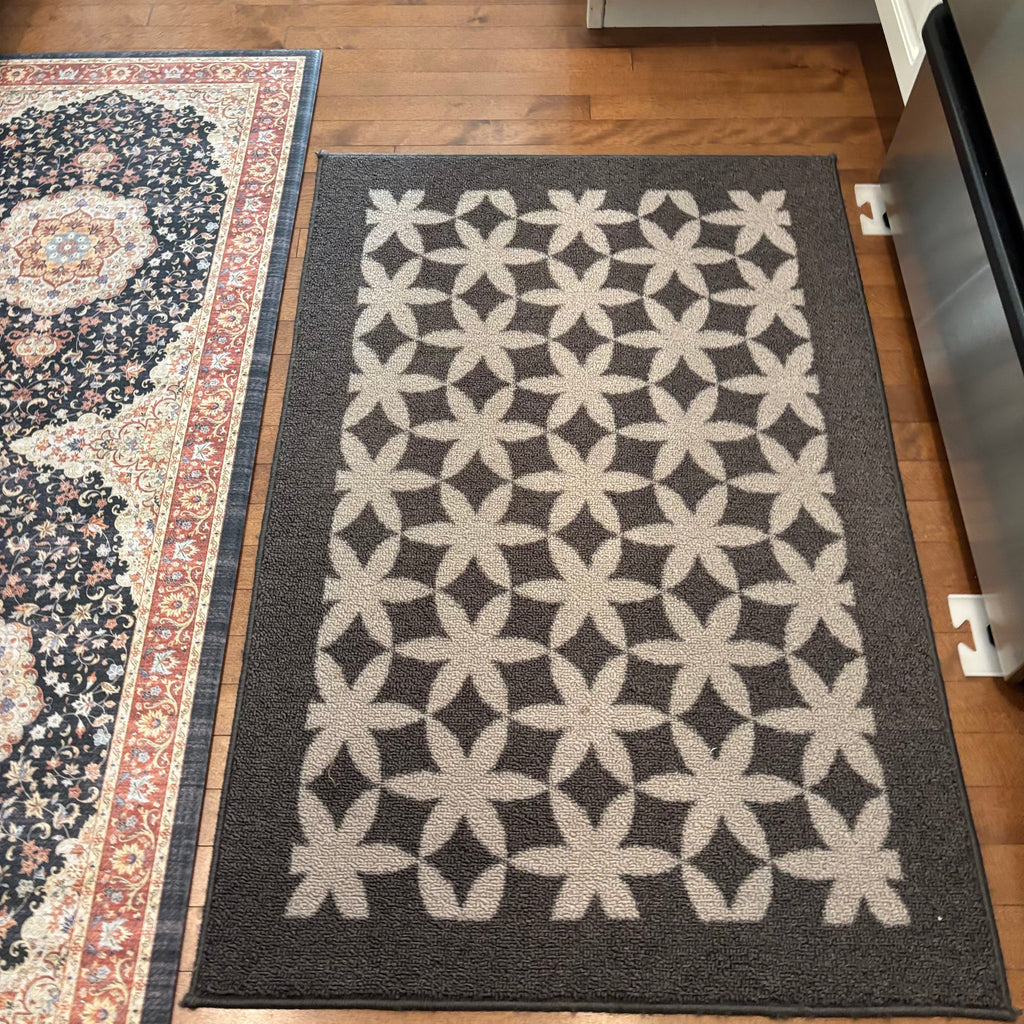 F802 Thick rubber backed kitchen area rug and front entry rug