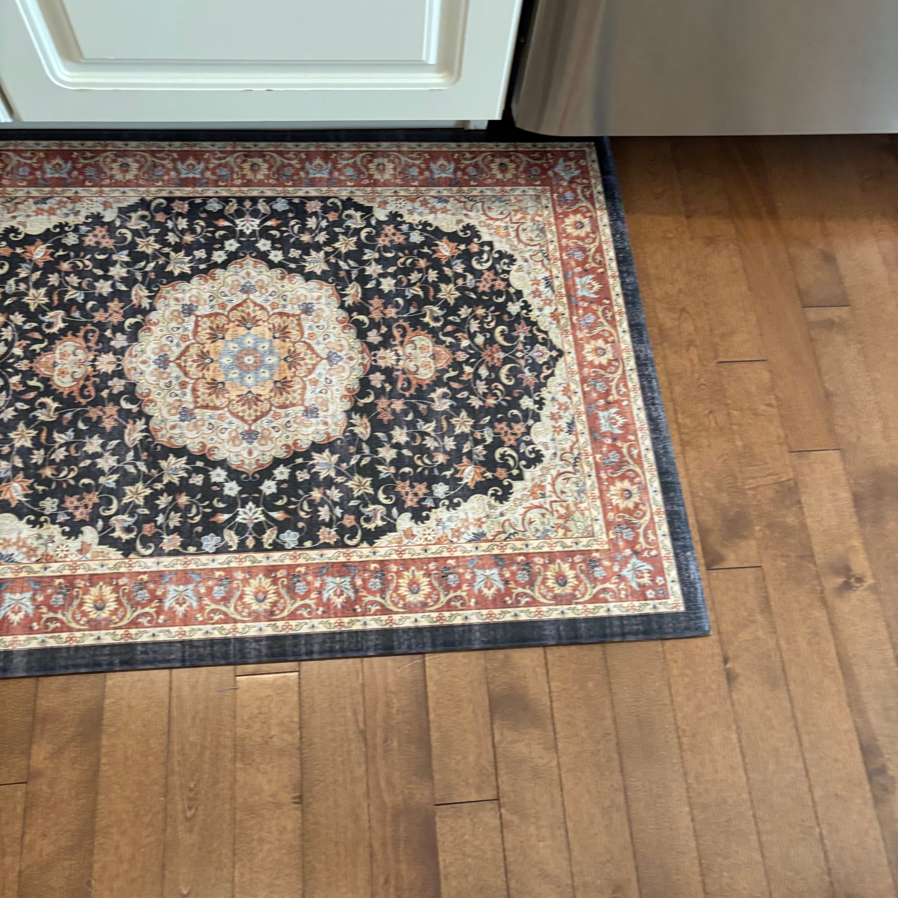 F802 Thick rubber backed kitchen area rug and front entry rug