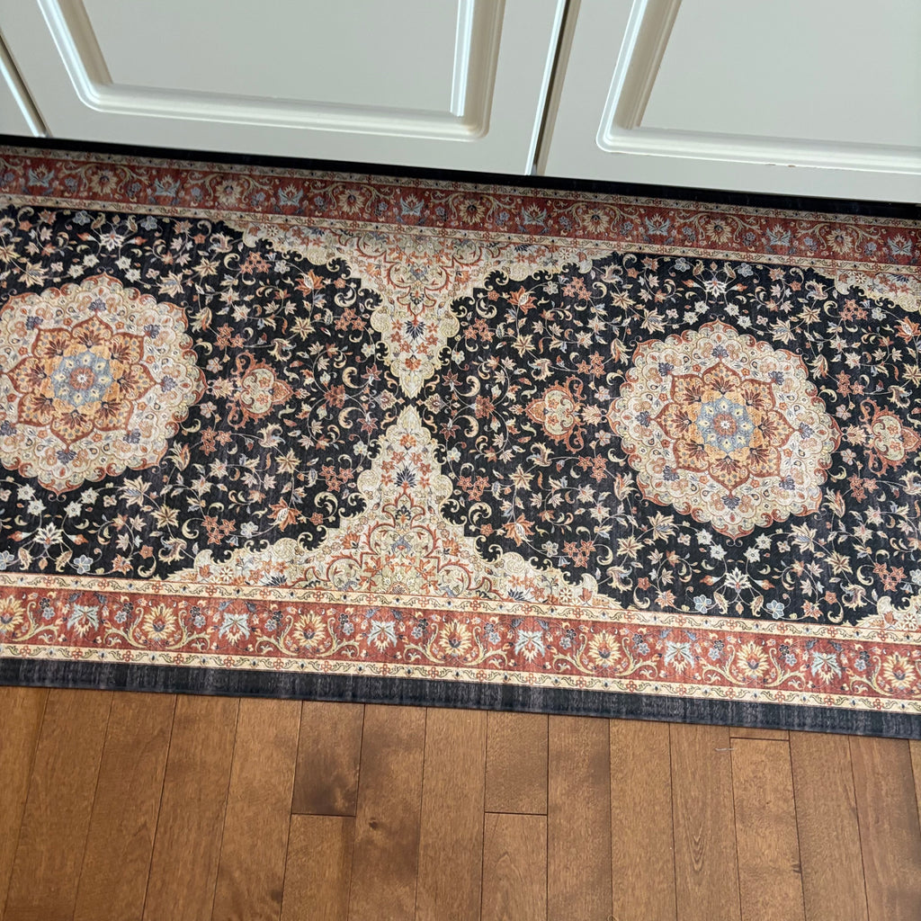 F802 Thick rubber backed kitchen area rug and front entry rug