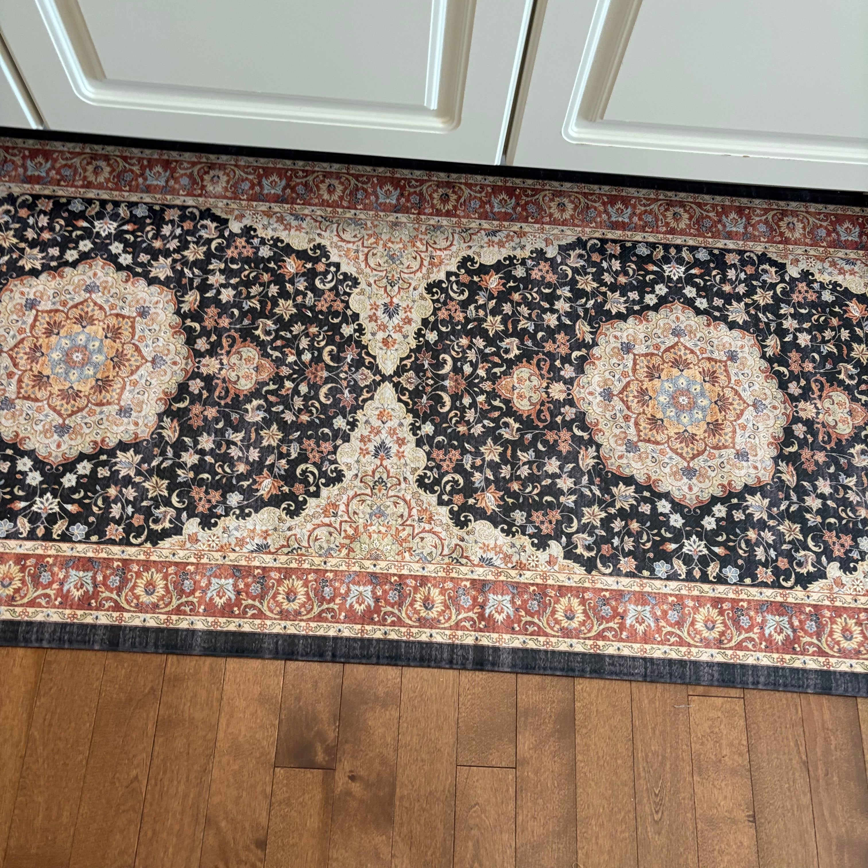 F802 Thick rubber backed kitchen area rug and front entry rug