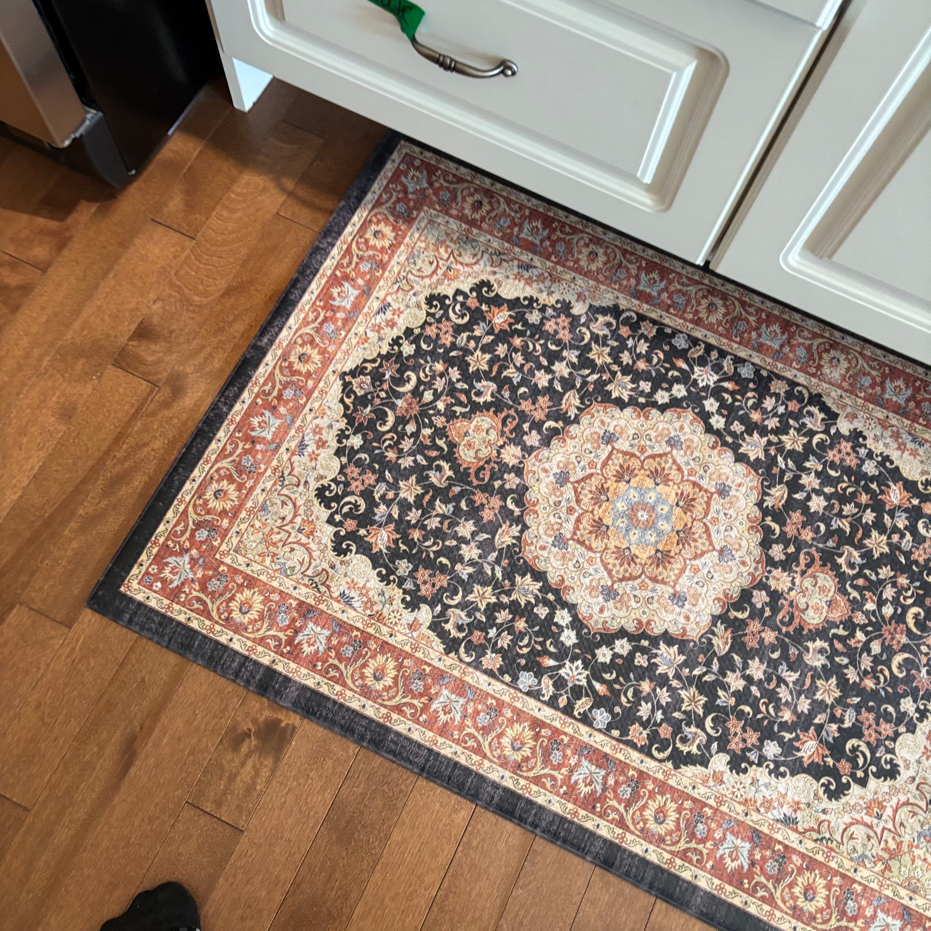 F802 Thick rubber backed kitchen area rug and front entry rug