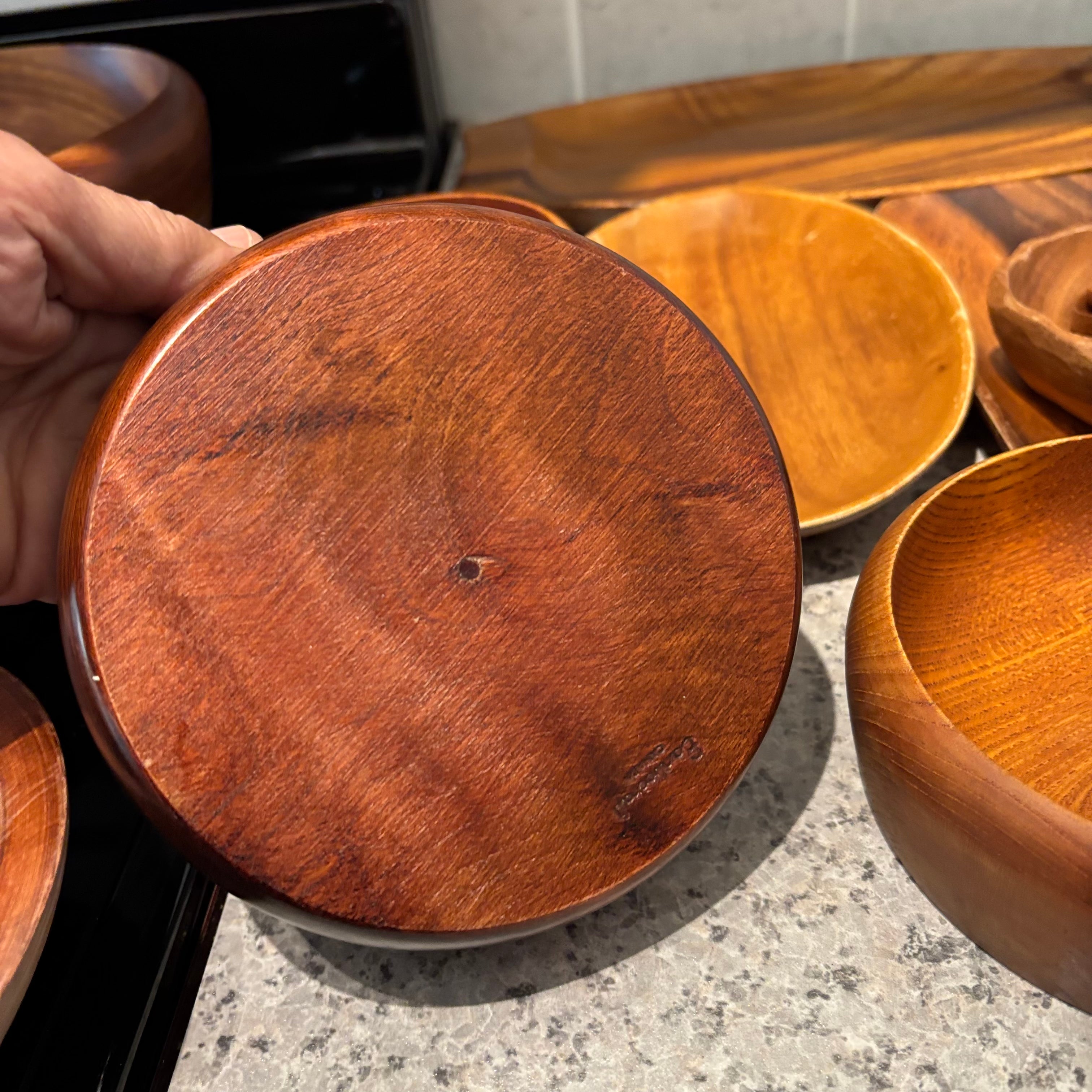 F805 Vintage wooden salad bowls grouping