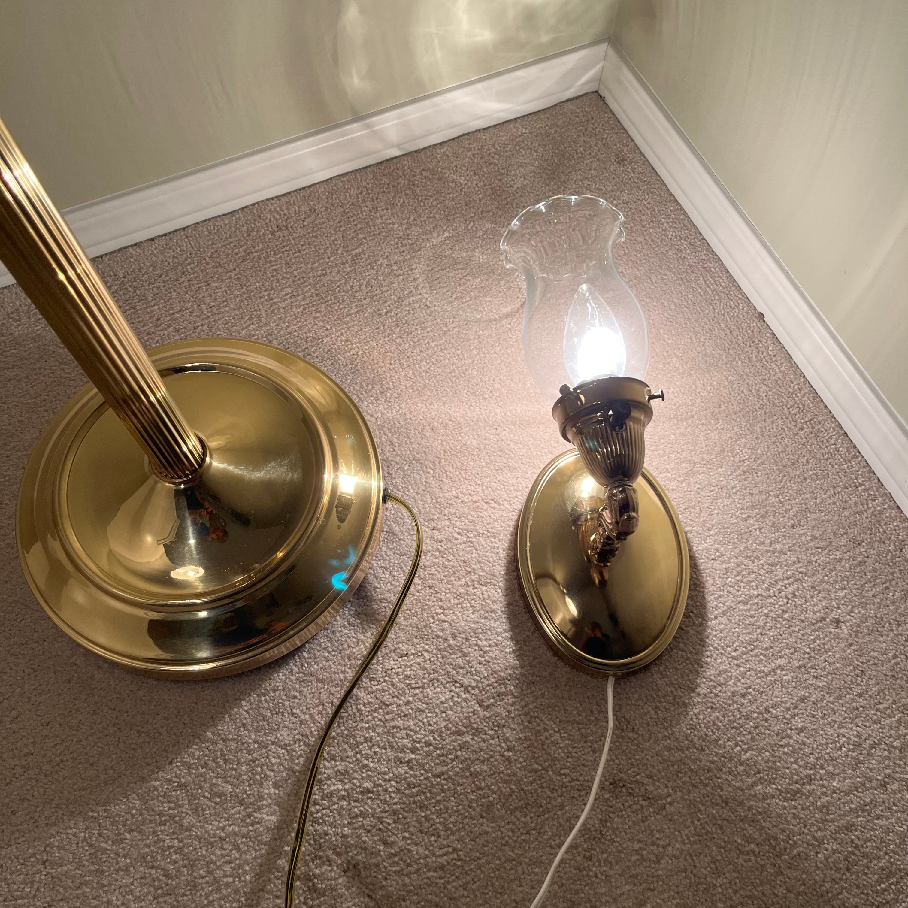 E545 2 Vintage brass lamps