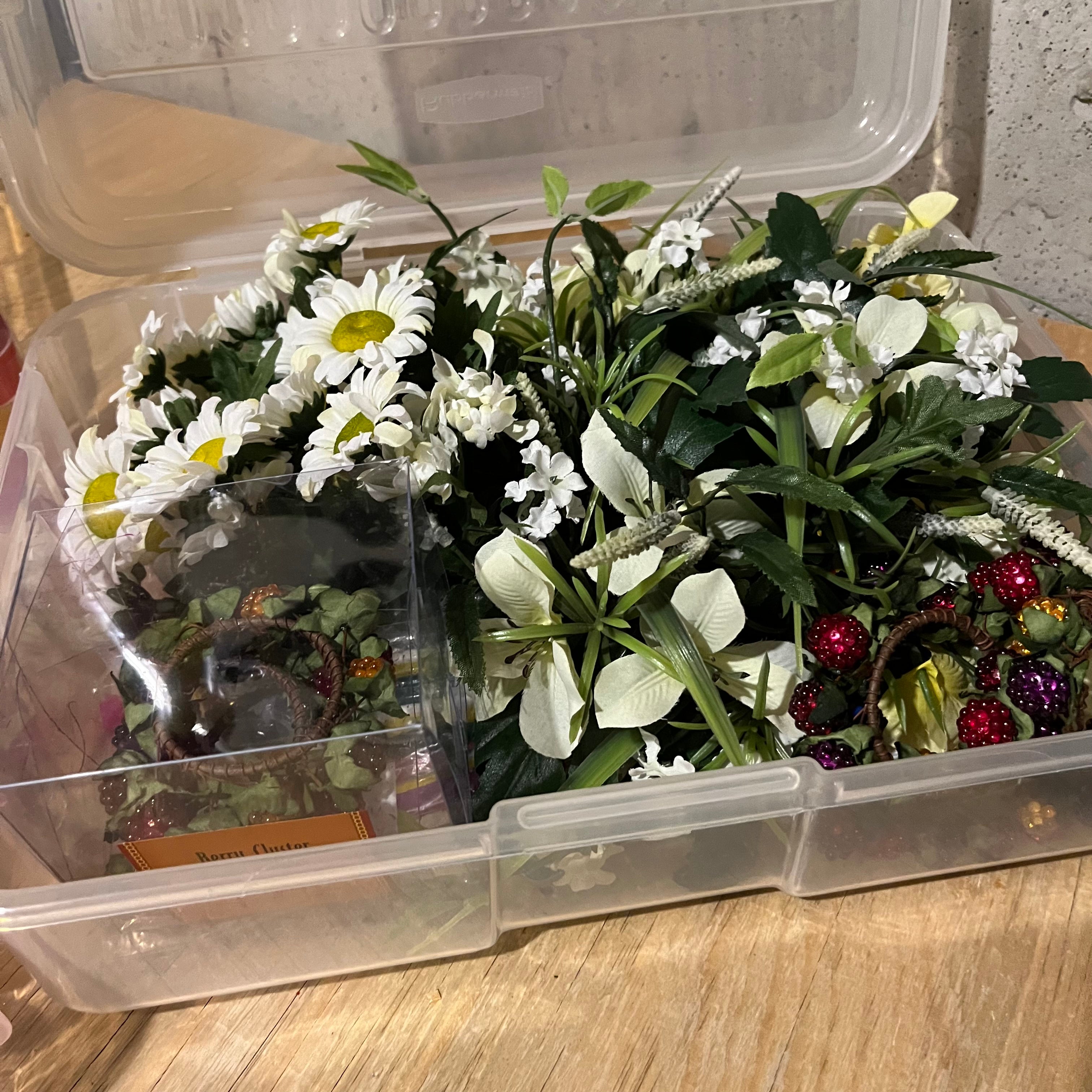 E548 4 bins of faux florals