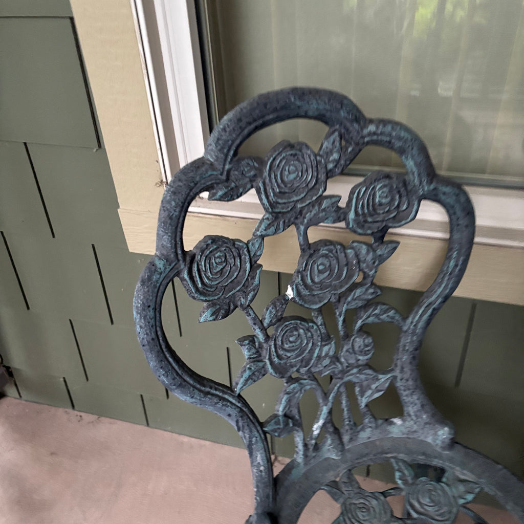 F806 Rose patterned bistro set (table and two chairs) ***aluminum cast