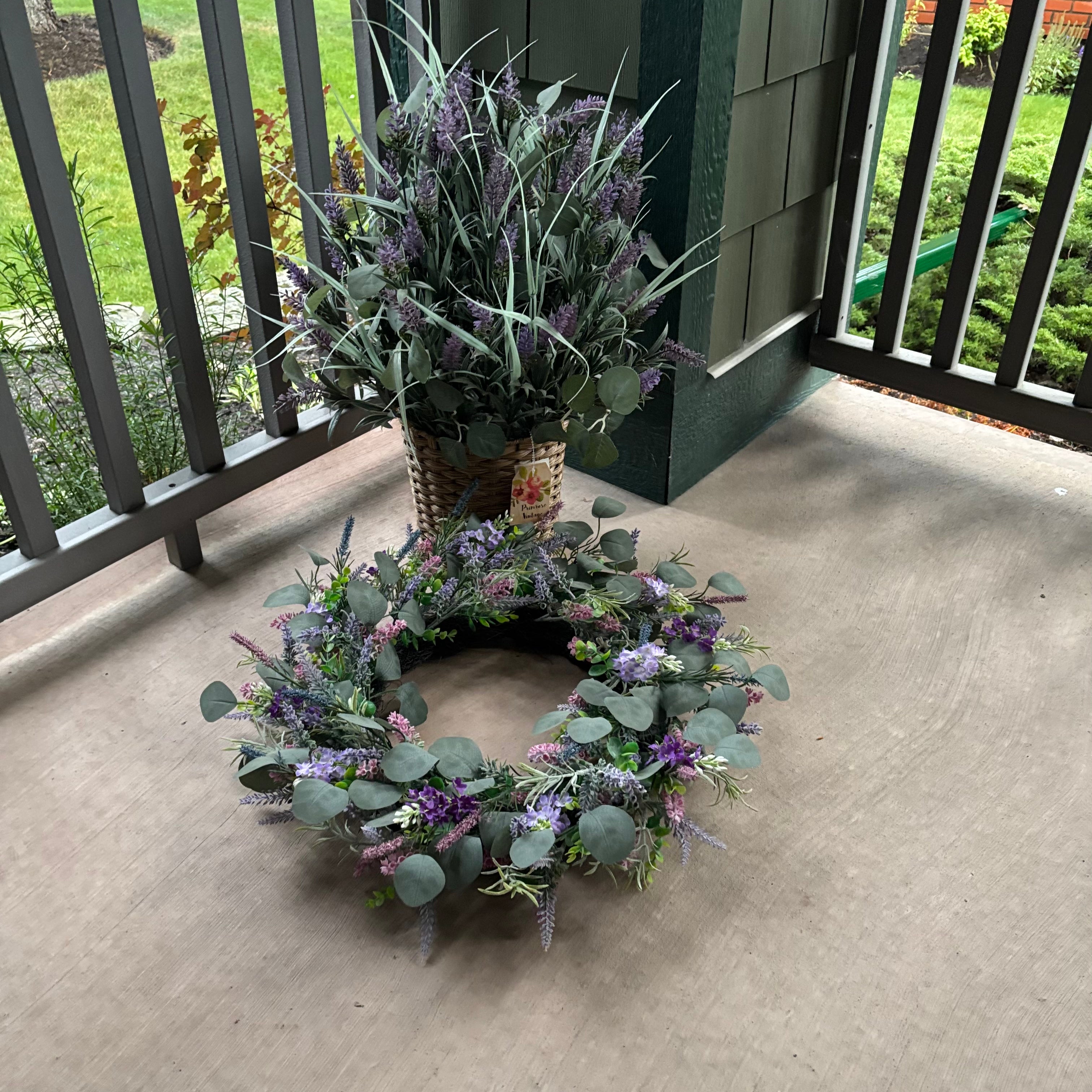 F807 Faux Flower and wreath grouping