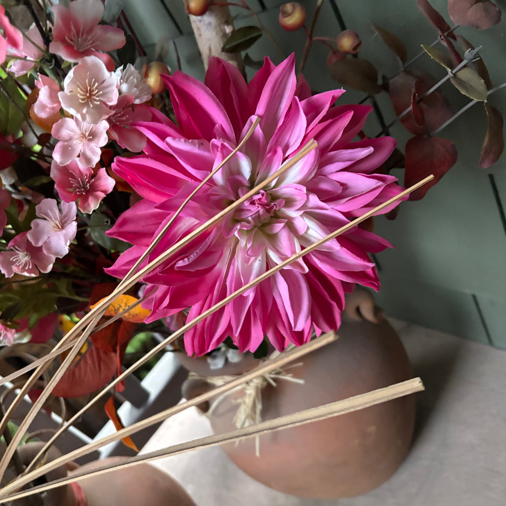 F808 Faux flower grouping in terracotta pots