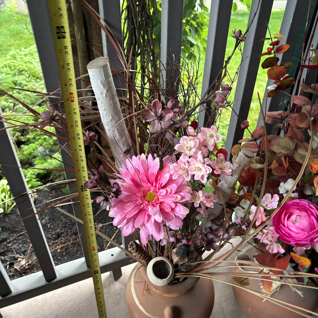F808 Faux flower grouping in terracotta pots
