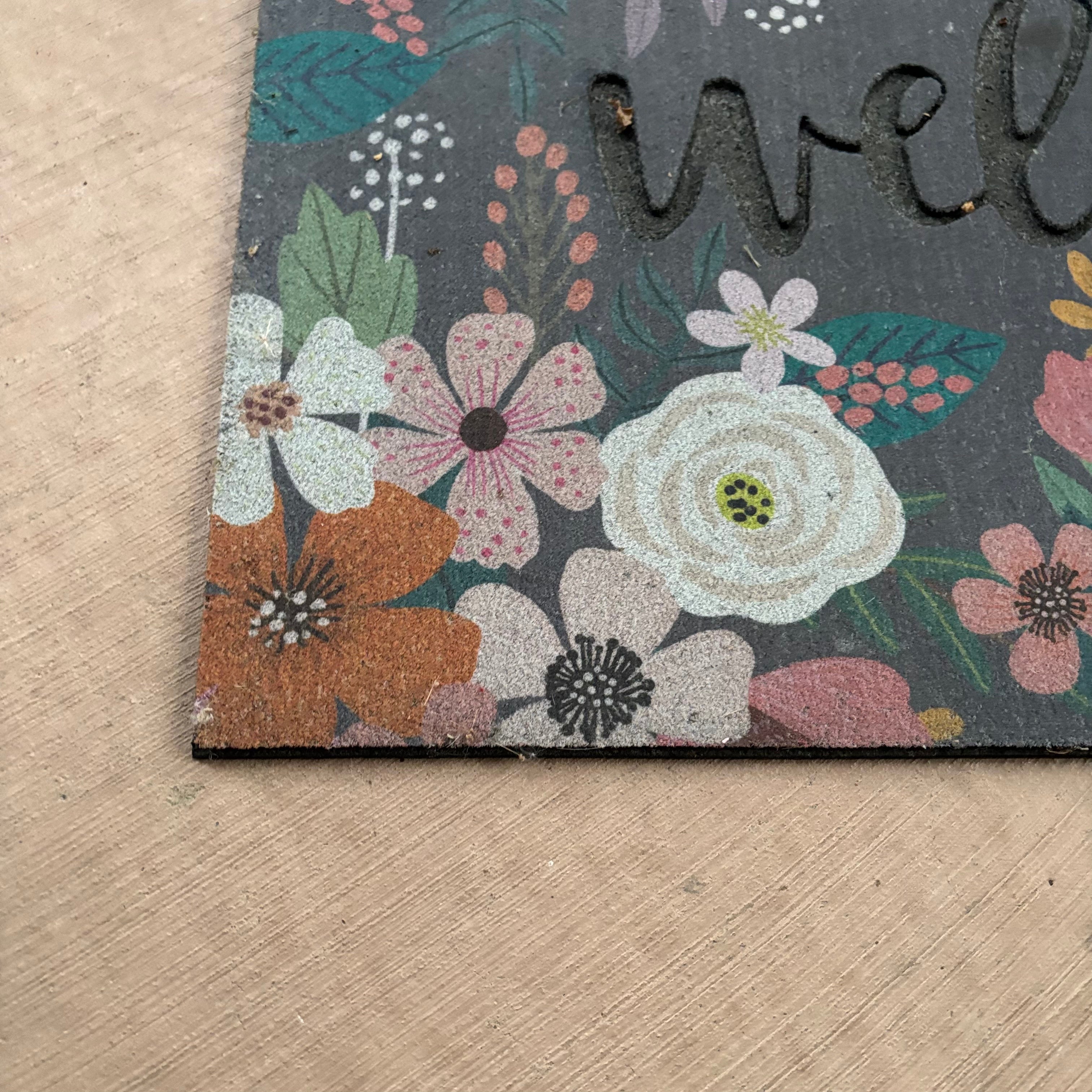 F809 Set of entry rubber mats (two floral and one black)