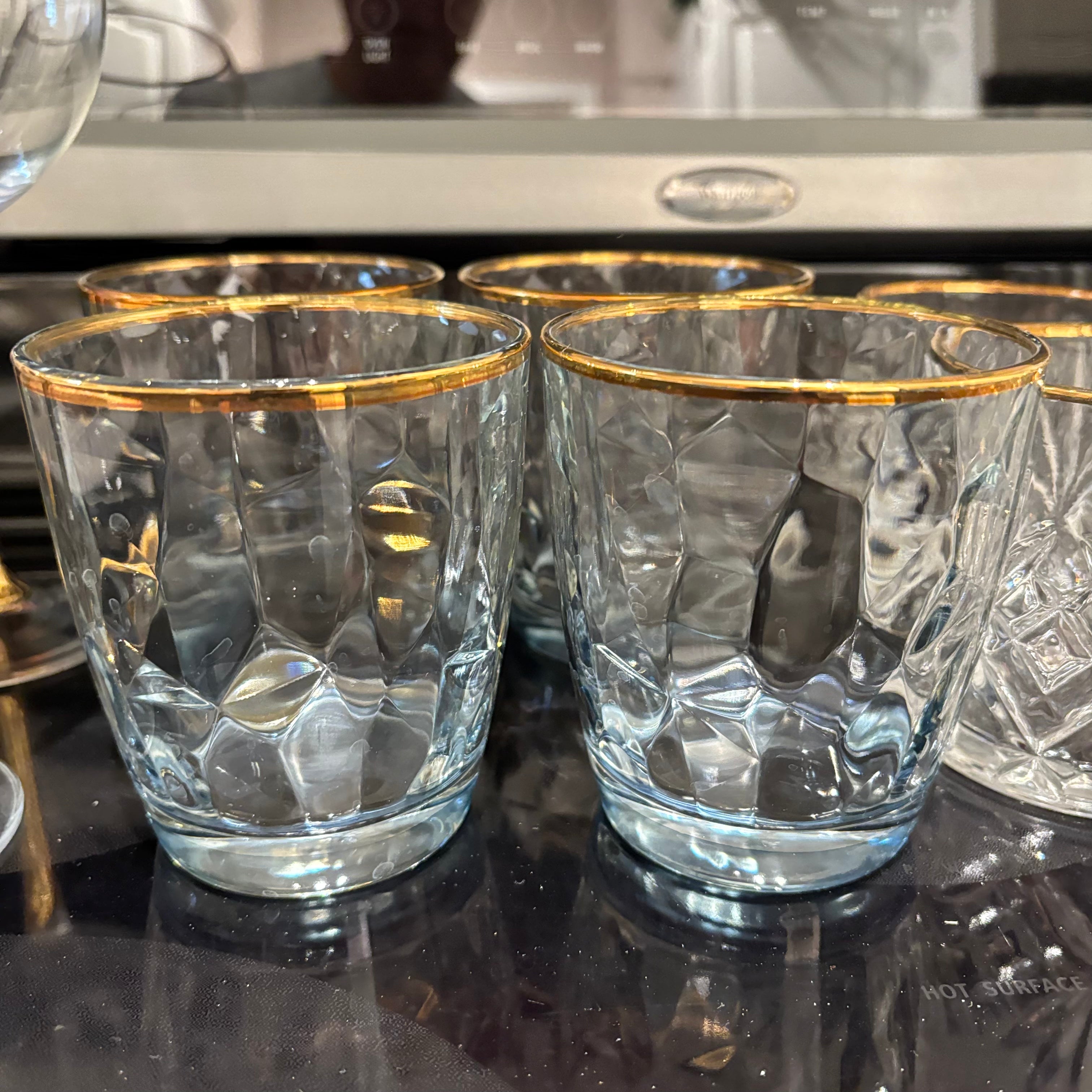 F812 Vintage barware (gold rimmed crystal grouping)