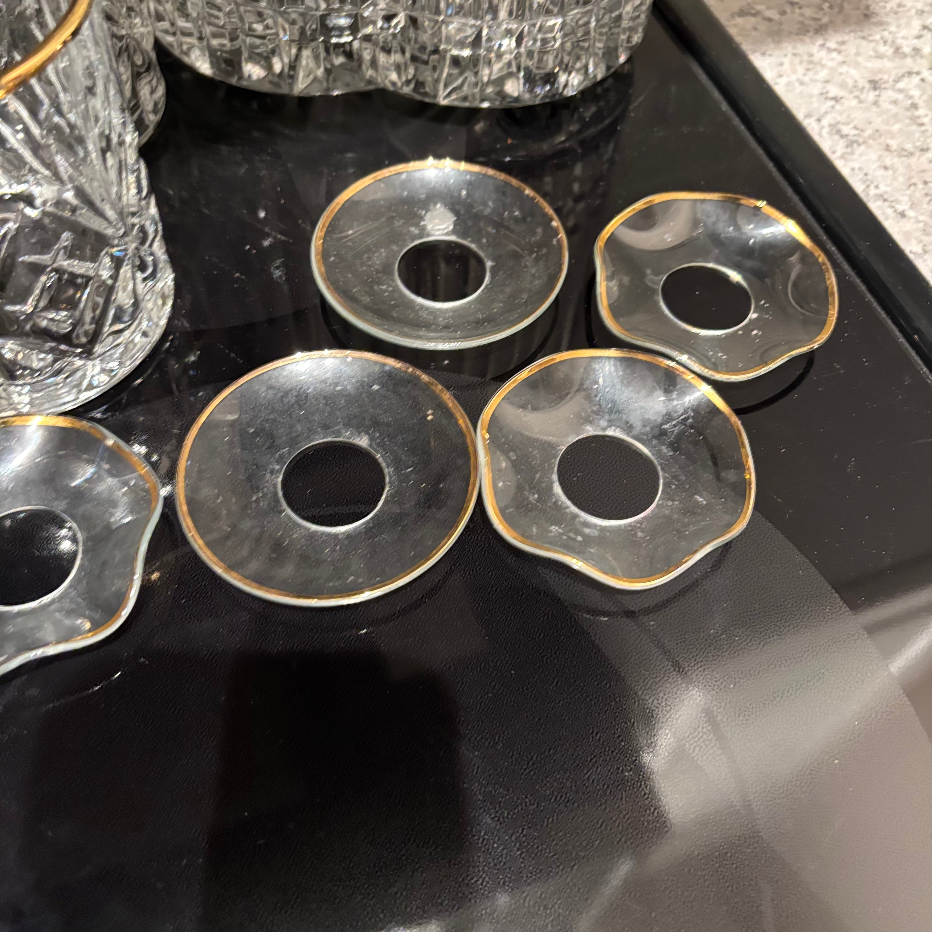 F812 Vintage barware (gold rimmed crystal grouping)