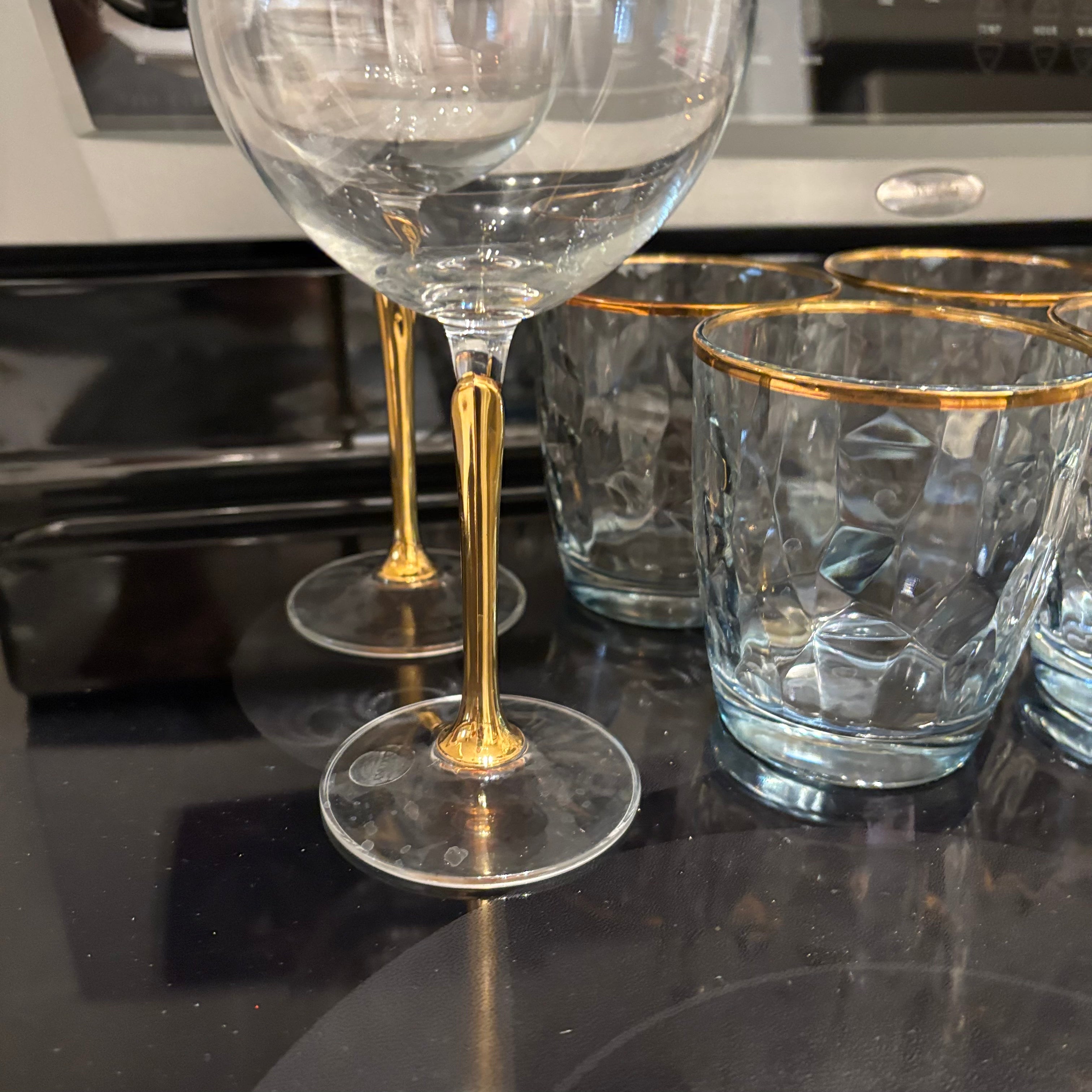 F812 Vintage barware (gold rimmed crystal grouping)