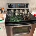 F813 Vintage Glass Grouping (green glass cake plate and more)