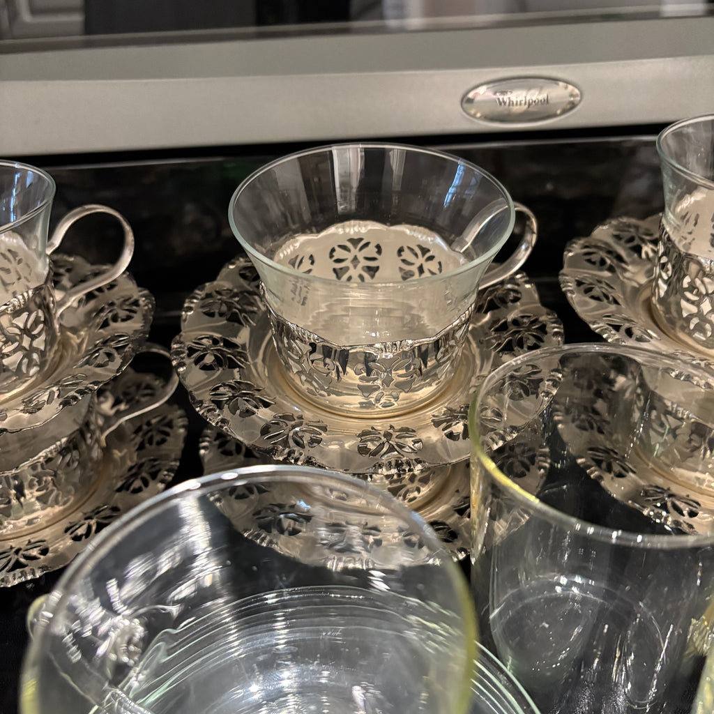 F813 Vintage Glass Grouping (green glass cake plate and more)