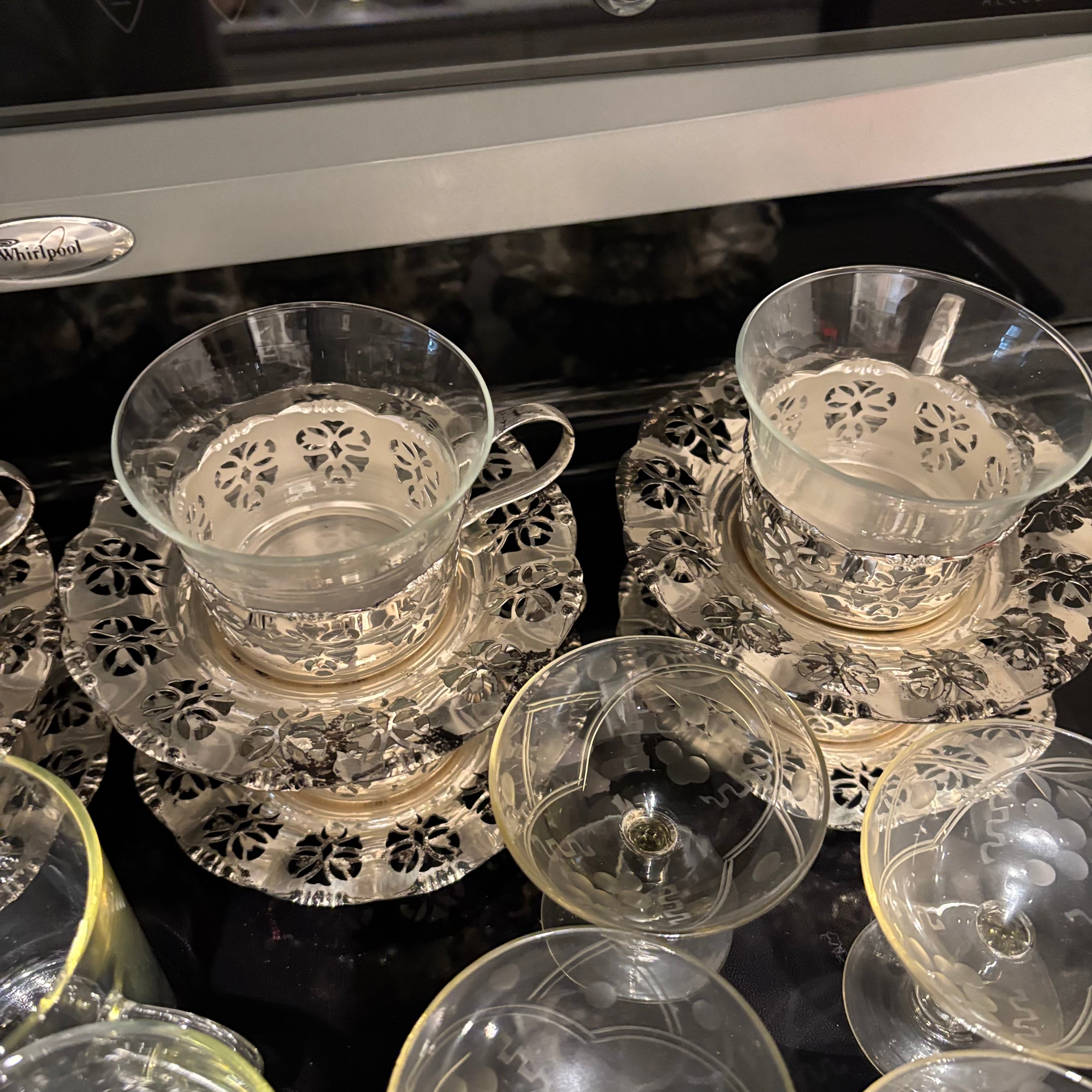 F813 Vintage Glass Grouping (green glass cake plate and more)