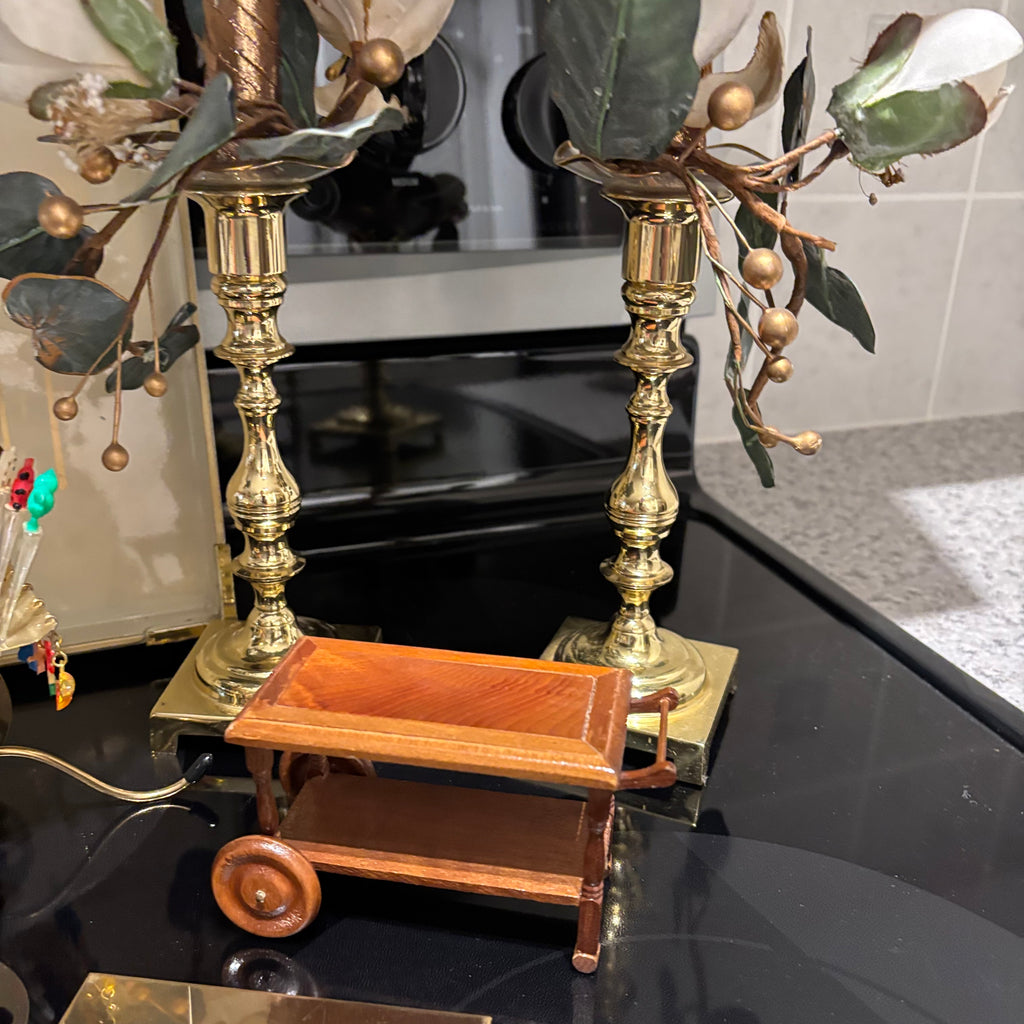F817 Home Decor Grouping (brass candle sticks and more)