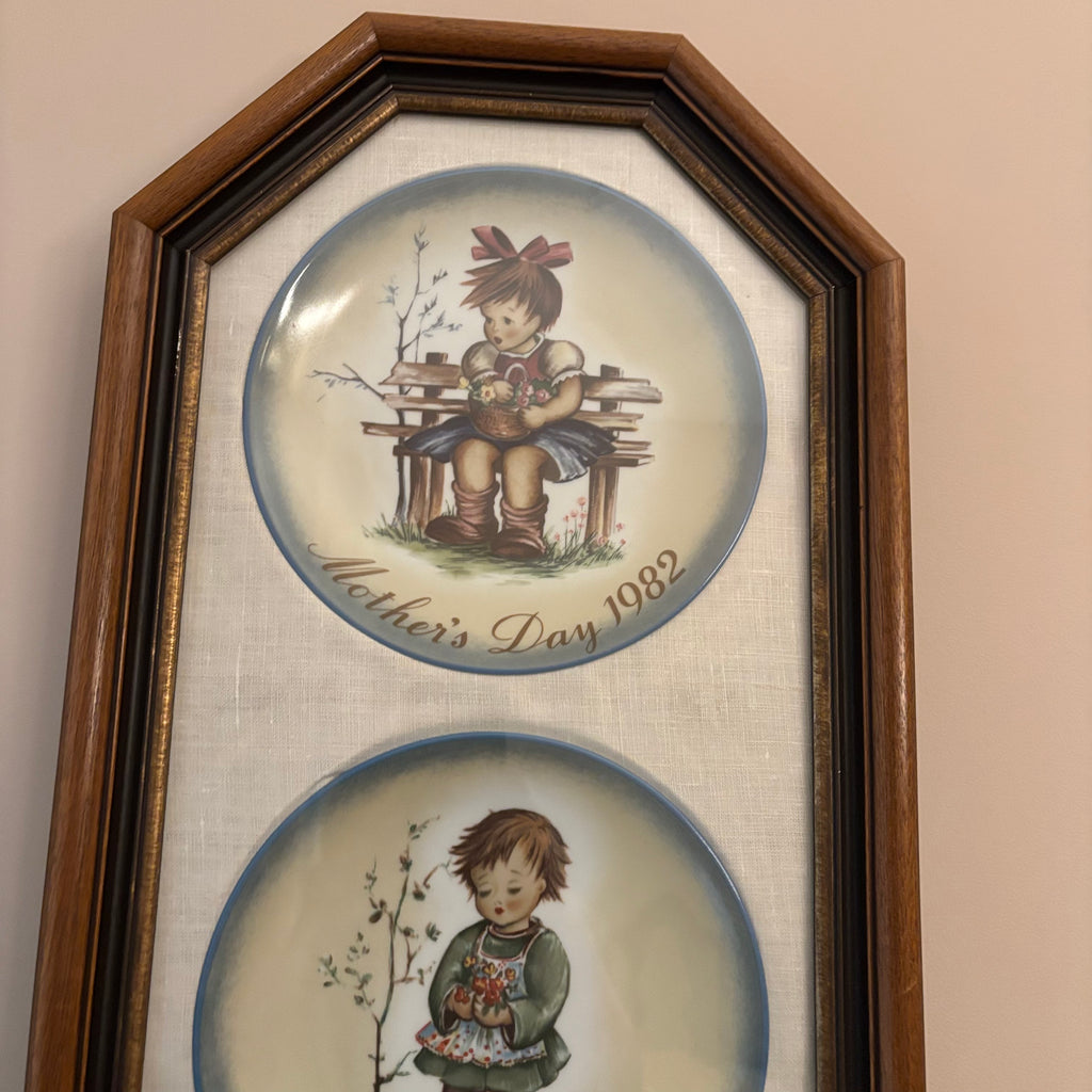 F821 Vintage Hummel Mothers Day plate framed display