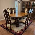 F826 Vintage Wooden Dining Room Set (table, six chairs and six leaves)