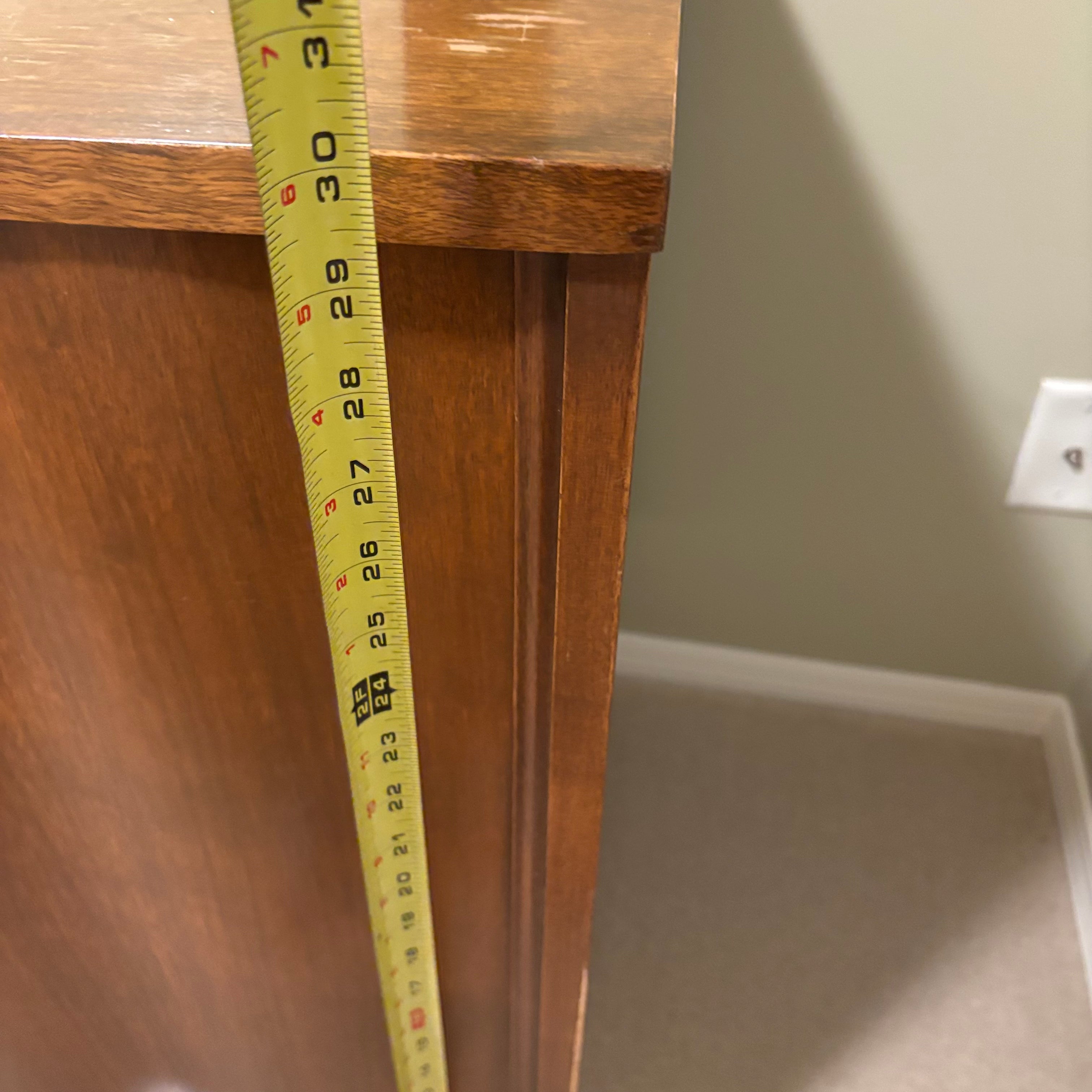 F836 Mid Century Modern Solid walnut 9 drawer dresser with mirror (water damage on top)