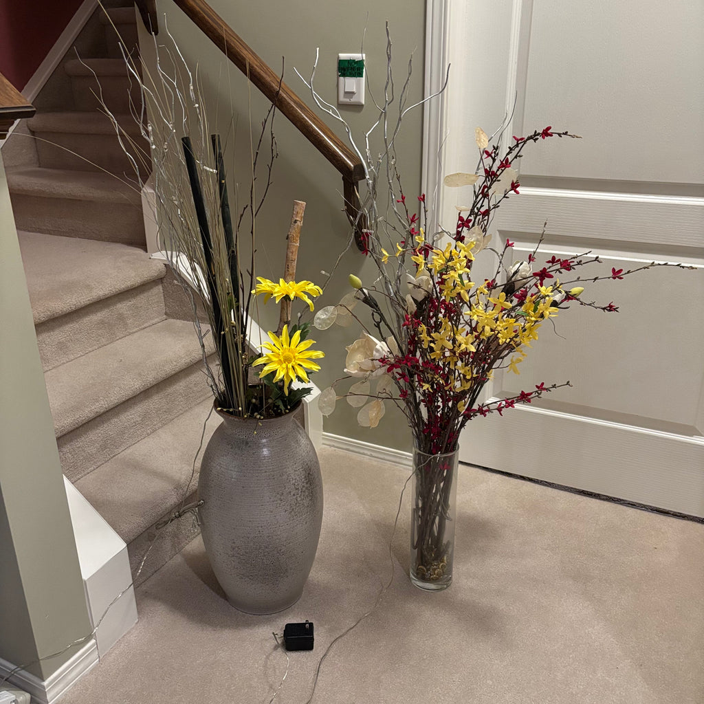 F842 2 faux arrangements with fairy lights