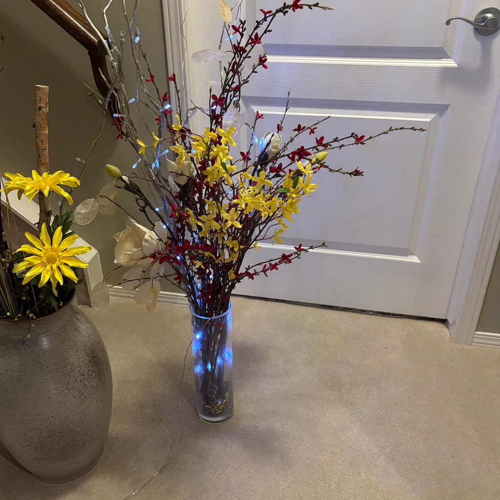 F842 2 faux arrangements with fairy lights