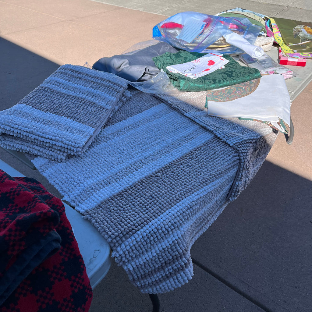 D714 Groupings of linens and flags and more (tables not included)