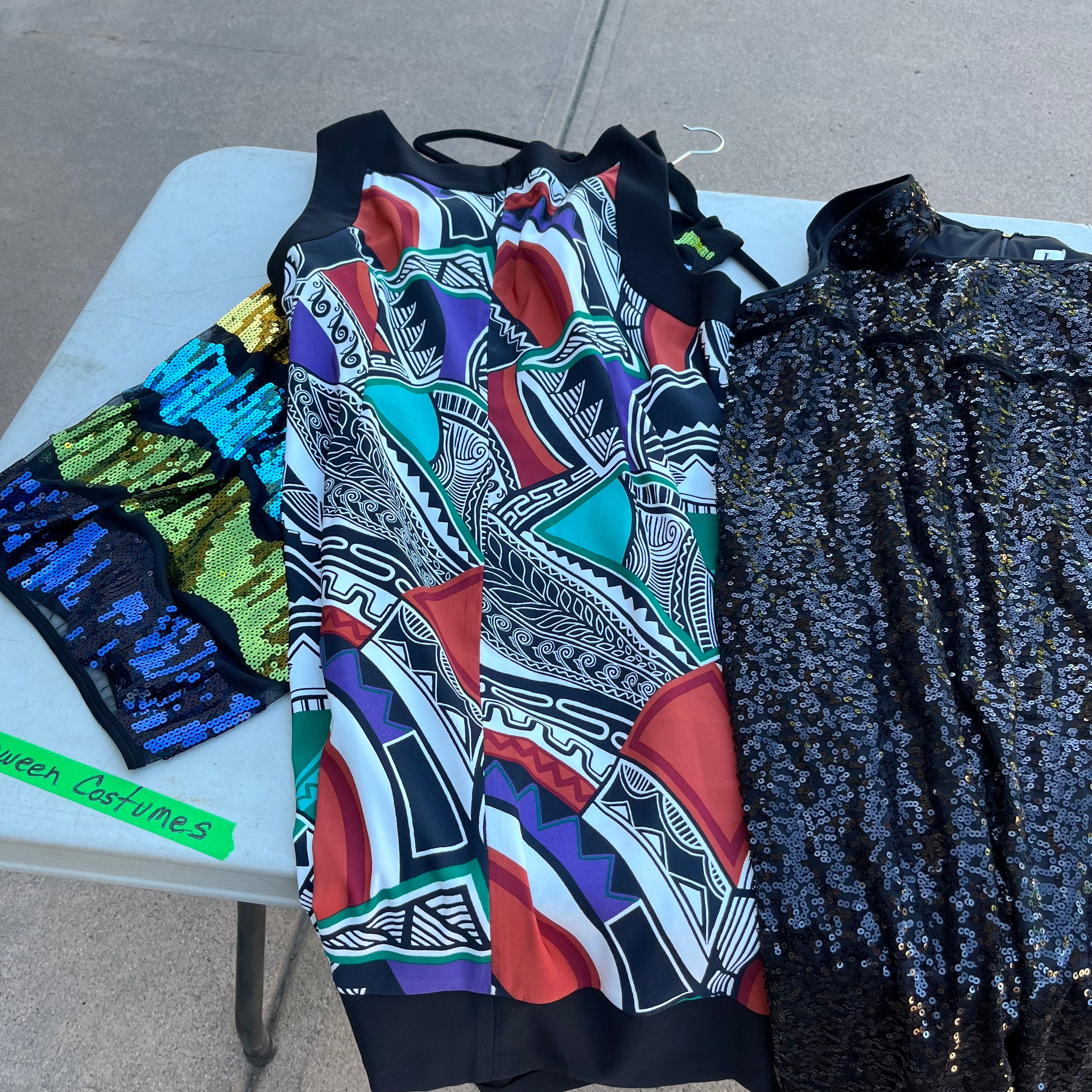 D734 Halloween costumes grouping (sequin dress and more)