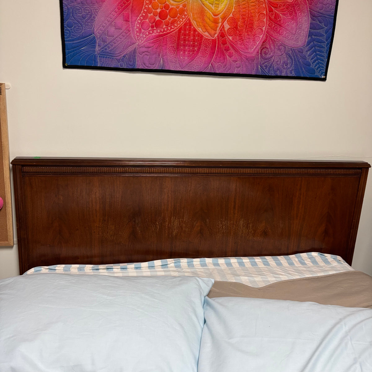 F181 Vintage solid wood Double Headboard and Footboard