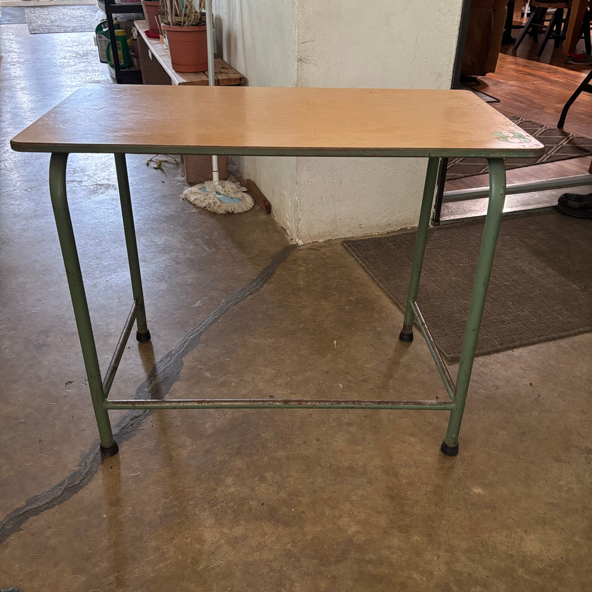 F186 Vintage Simple desk with minty green metal frame