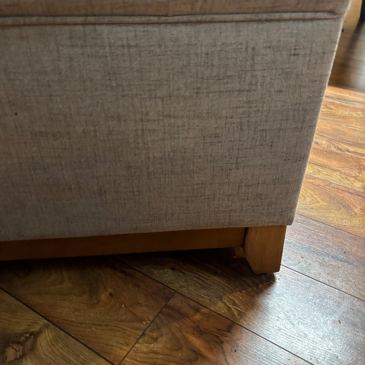 F191 vintage Storage ottoman/Foot Stool in grey linen like fabric