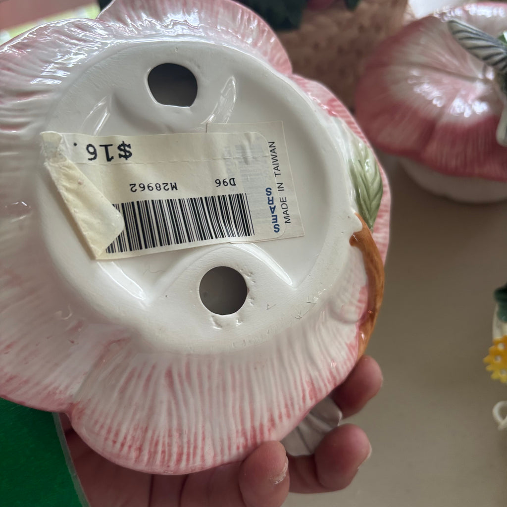 F205 Vintage porcelain grouping (hummingbird musical flower basket and more)