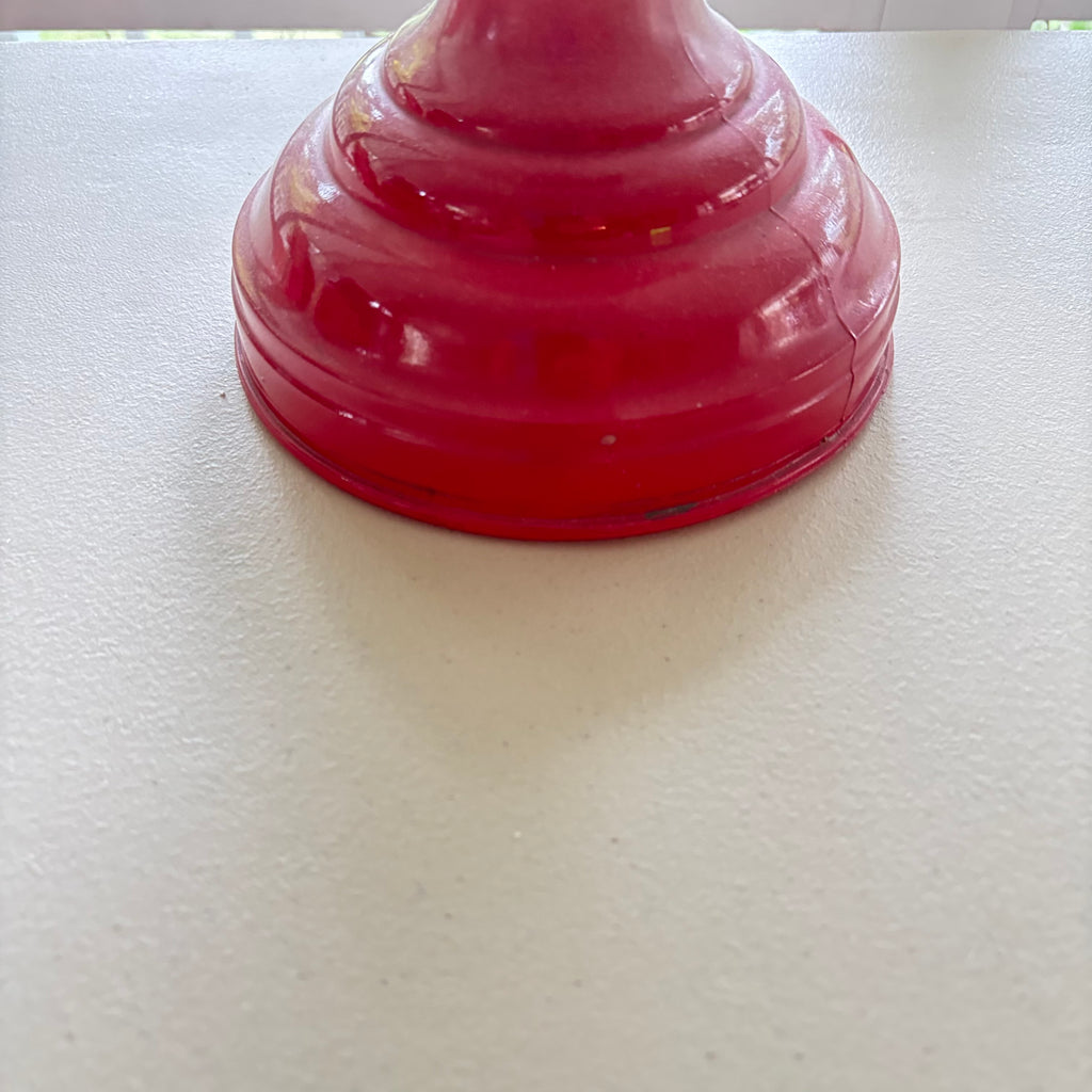 F229 Vintage oil lamp with red/pink glass base