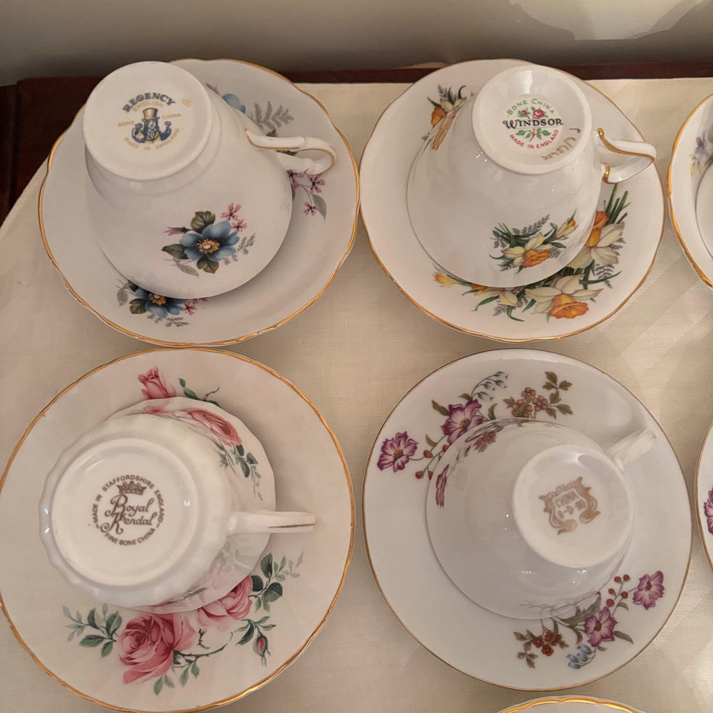 F240 Vintage China Tea Cup Grouping (various patterns )