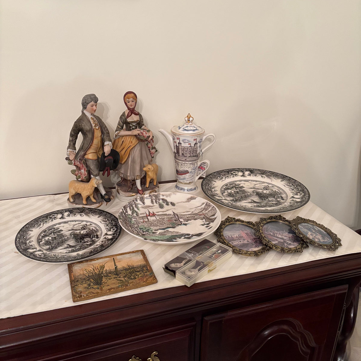 F249 Vintage Decor Grouping (Royal Staffordshire plates and more)