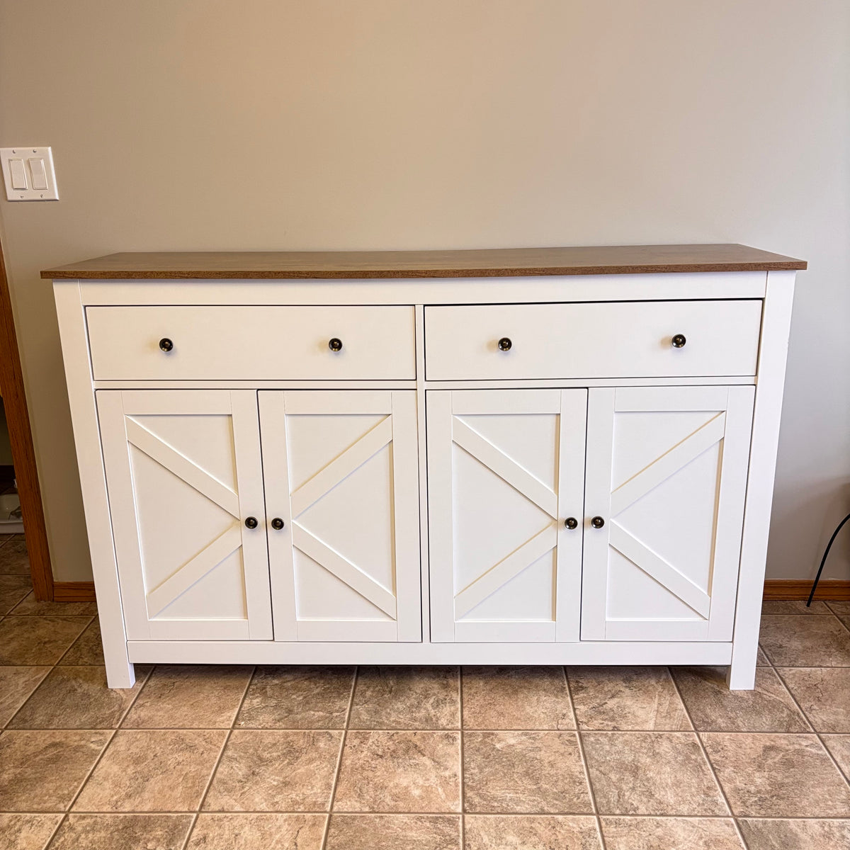 K302 Homfa Farmhouse modern farmhouse wooden sideboard (55" x 16" x 35")