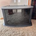 K303 Modern black entertainment stand with glass door and shelving