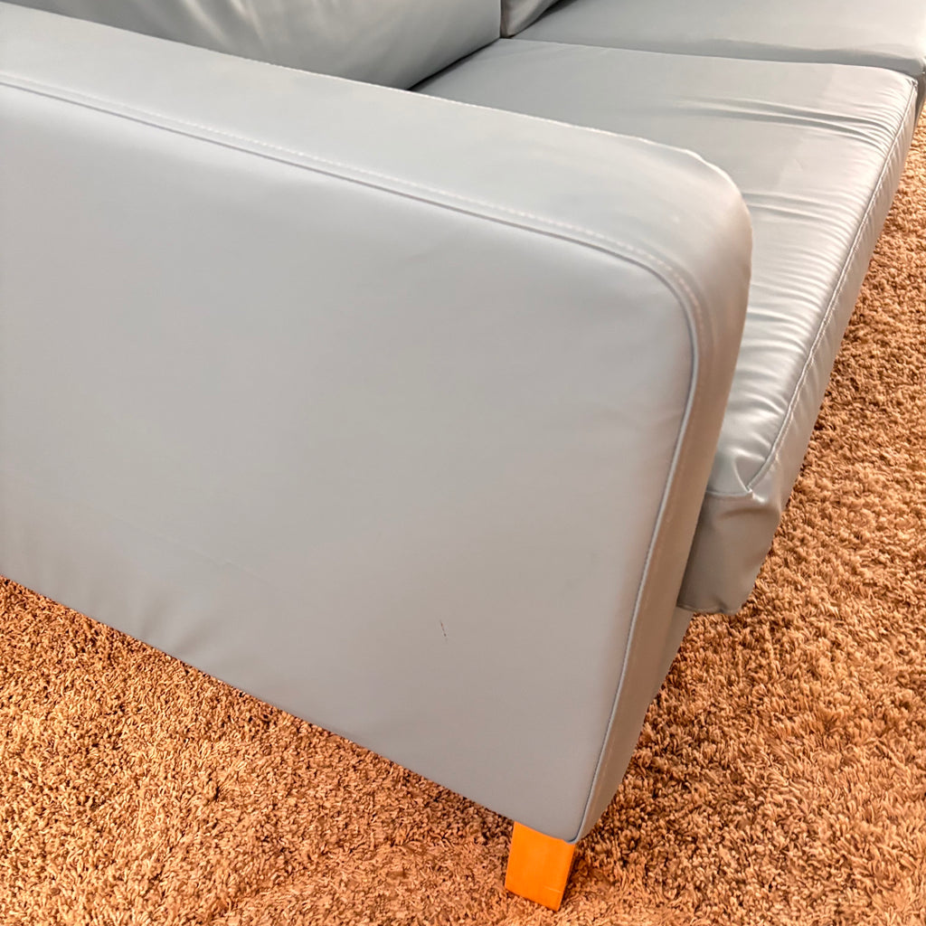 K305 IKEA Parup sofa in light blue faux leather fabric