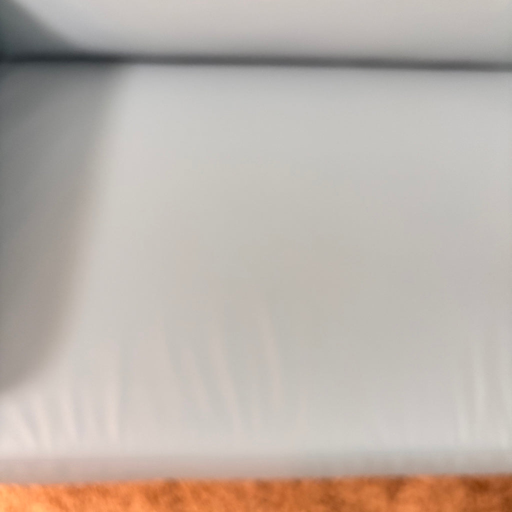K305 IKEA Parup sofa in light blue faux leather fabric