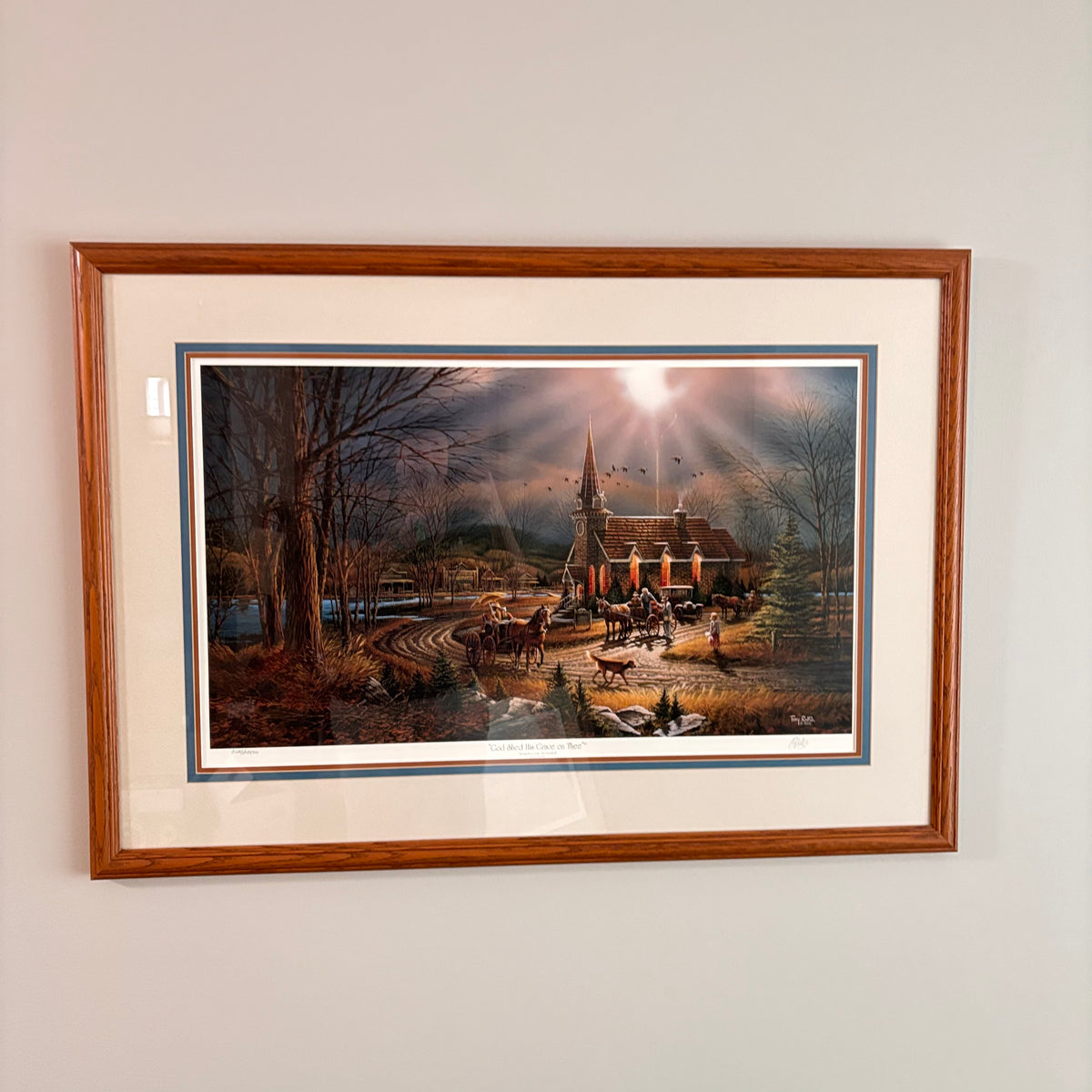 K307 Vintage Terry Redlin print, "God Shed His Grace on Thee"