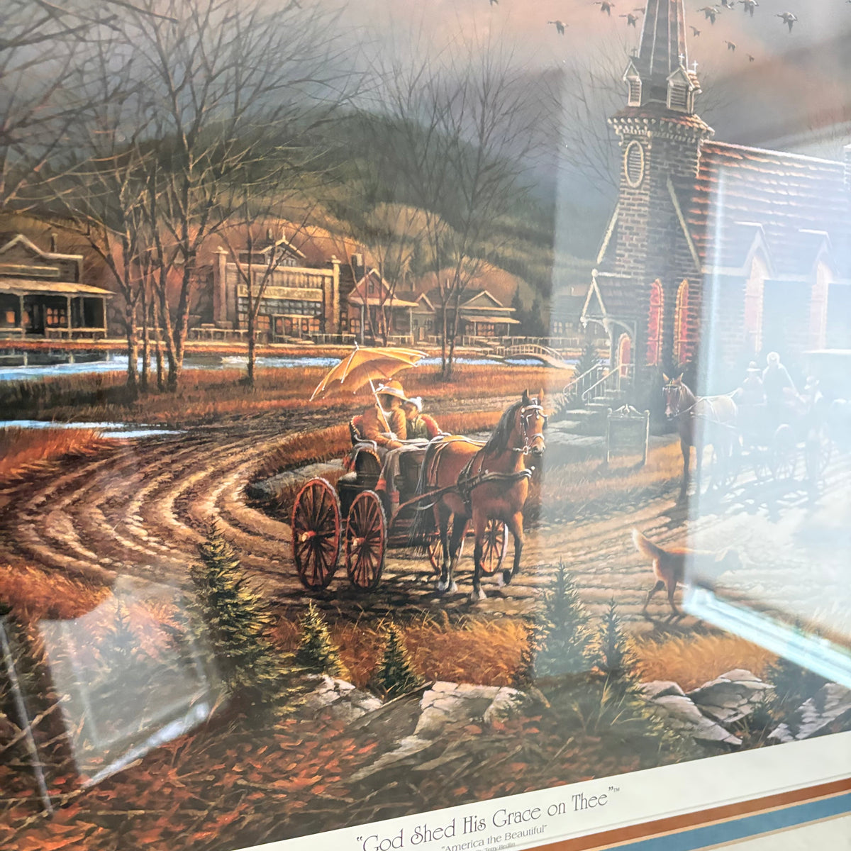 K307 Vintage Terry Redlin print, "God Shed His Grace on Thee"