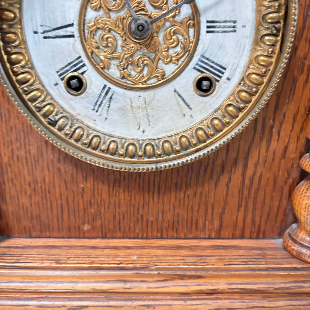 K315 Antique wooden carved mantel clock (untested)
