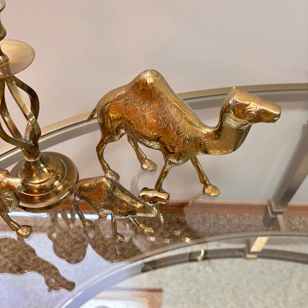 K316 Vintage Brass Grouping (camels and candleholder)