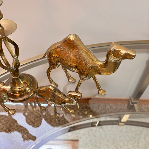 K316 Vintage Brass Grouping (camels and candleholder)