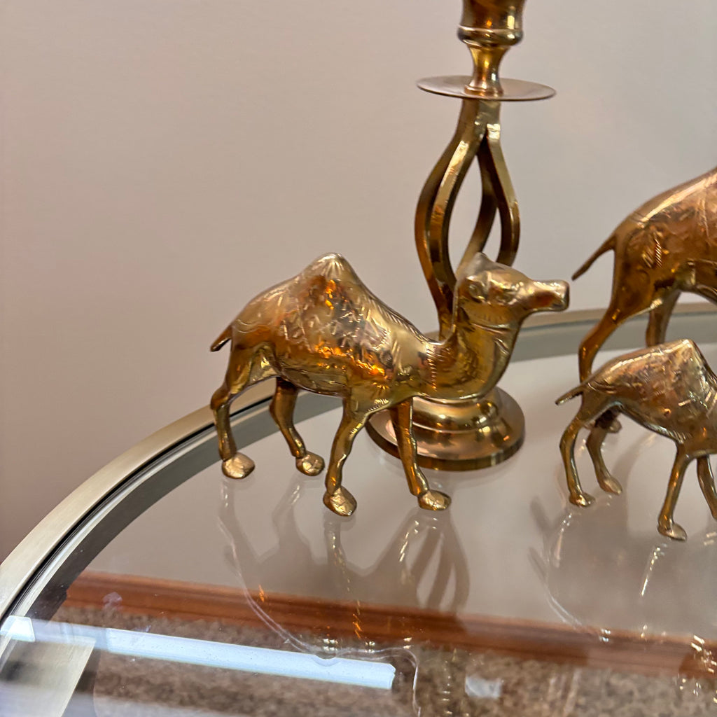 K316 Vintage Brass Grouping (camels and candleholder)