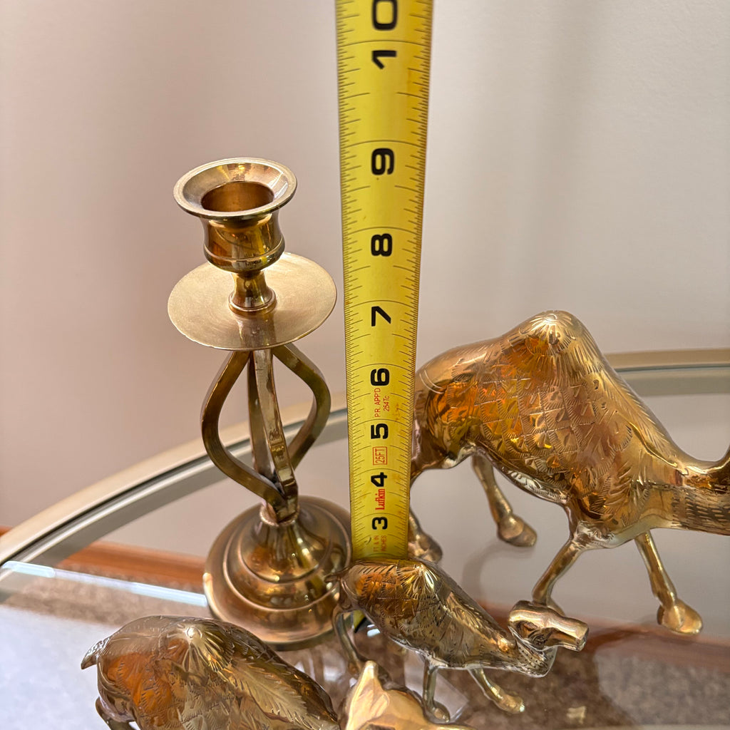 K316 Vintage Brass Grouping (camels and candleholder)