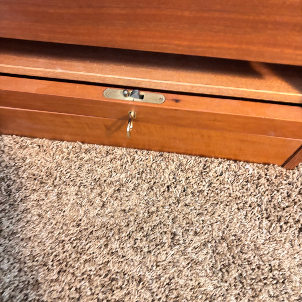 K322A 45" Tall Mid Century Modern teak tambour-door filing cabinet