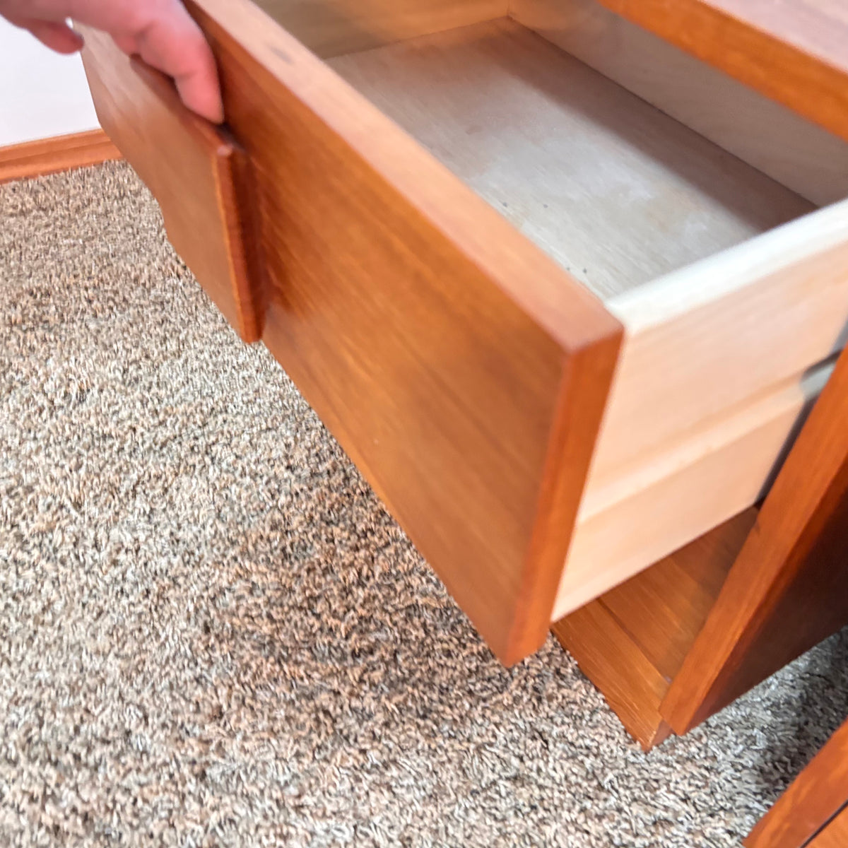 K325 Set of 2 1979 Made in Canada Solid Wood with Teak veneer two drawer nightstands (19" x 14"x 18")