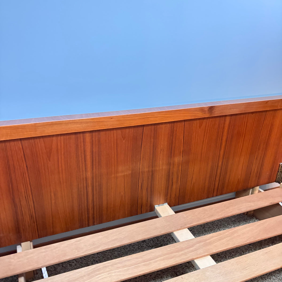 K326 1979 Made in Canada Solid Wood with Teak veneer queen size platform bed