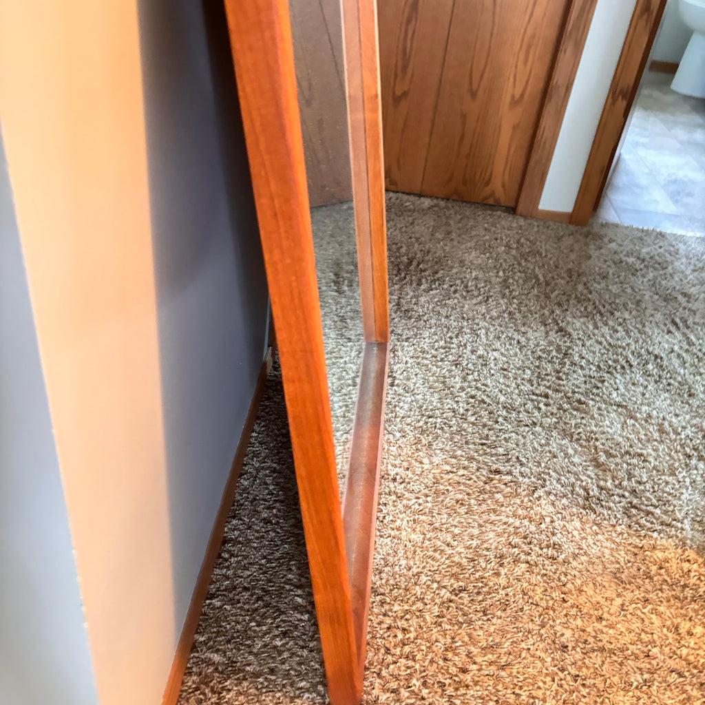 K327 Mid Century Modern teak framed mirror (31" x 43")
